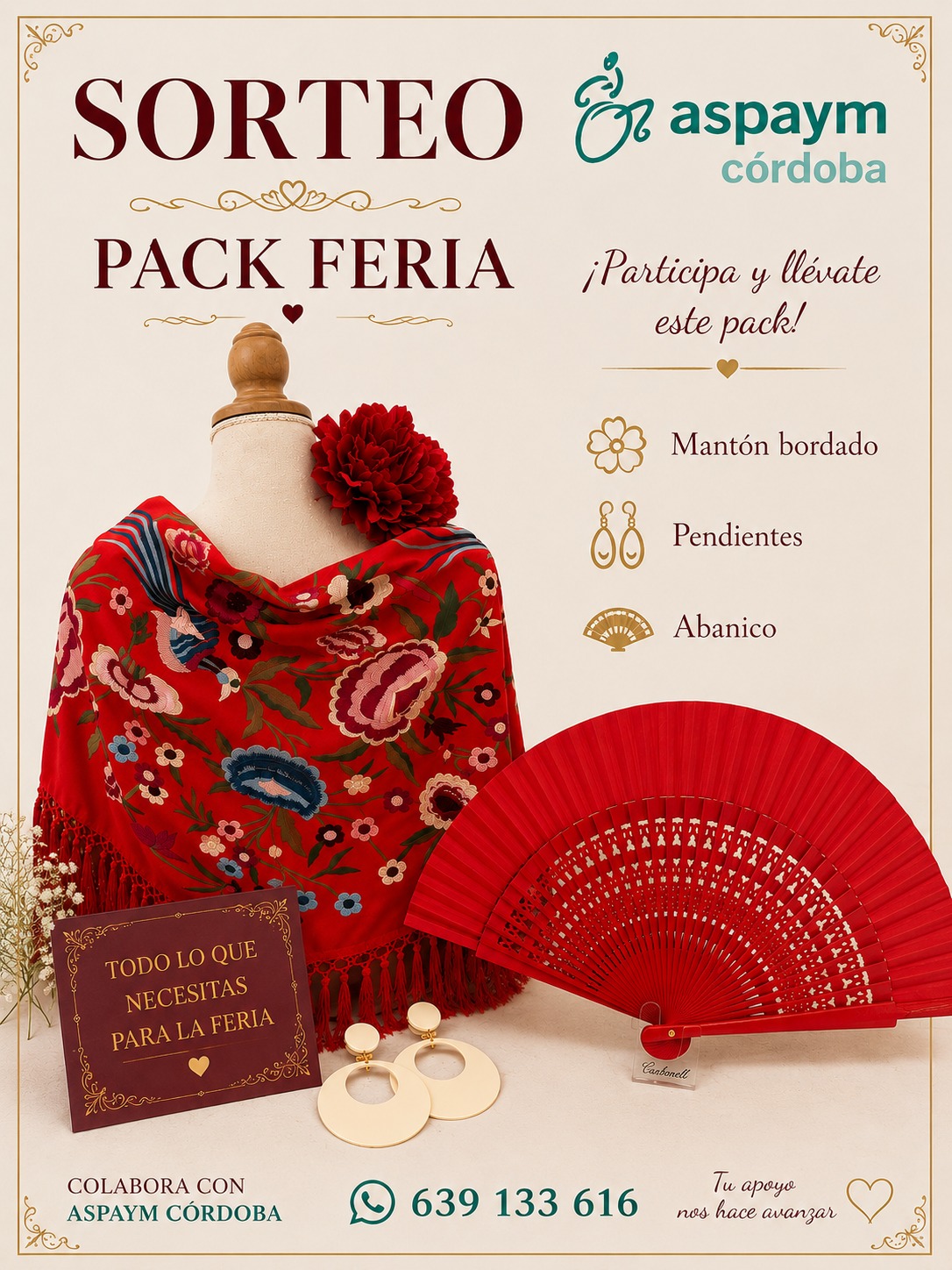 Participa y llévate este pack: mantón bordado, pendientes, abanico