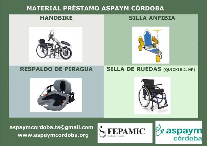 Cartel de material de préstamo de ASPAYM Córdoba