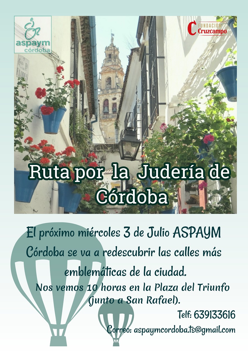 Cartel de la ruta por la judería de Córdoba el día 3 de julio